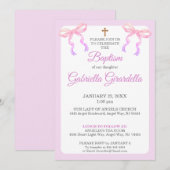 Pastel Pink & Lavender Ombre Bow Baptism Kaart (Voorkant / Achterkant)