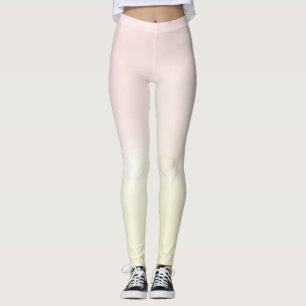 Pastel Pink Lemon Yellow Ombre Womans Leggings