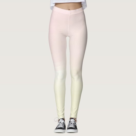 Pastel Pink Lemon Yellow Ombre Womans Leggings (Voorkant)