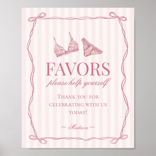 Pastel Pink Lingerie Bachelorette Party Favors Poster (Voorkant)