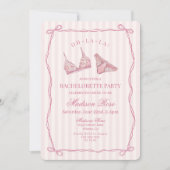 Pastel Pink Lingerie Lace Bachelorette Party Kaart (Voorkant)