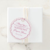Pastel Pink Lingerie Shower Bachelorette Party Bedankjes Labels (In situ)