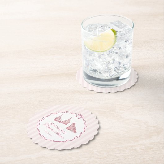 Pastel Pink Lingerie Shower Lace Bachelorette Kartonnen Onderzetters (Insitu)