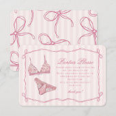 Pastel Pink Lingerie Shower Panties Please Informatiekaartje (Voorkant / Achterkant)