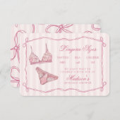 Pastel Pink Lingerie Sizes Shower Bow Informatiekaartje (Voorkant / Achterkant)