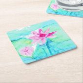 Pastel Pink Lotus Flowers Waterverf Kartonnen Onderzetters (Schuin)