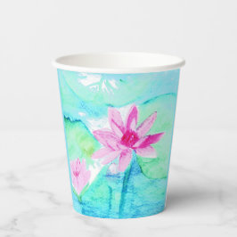 Pastel Pink Lotus Flowers Waterverf Papieren Bekers