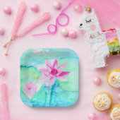 Pastel Pink Lotus Flowers Waterverf Papieren Bordje (Feest)