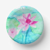 Pastel Pink Lotus Flowers Waterverf Papieren Kommen (Voorkant)