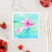Pastel Pink Lotus Flowers Waterverf Servet (Insitu)