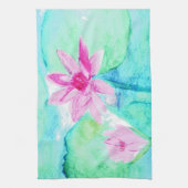 Pastel Pink Lotus Flowers Waterverf Theedoek (Verticaal)