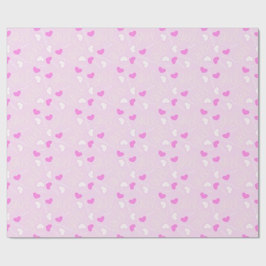 Pastel Pink Love Hearts Cadeaupapier (Vlak)