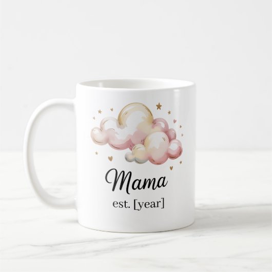 Pastel Pink "Mama Est." Mok – Baby shower Gift (Links)
