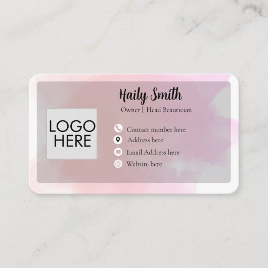 Pastel Pink & Mauve Gradient Modern Business card Visitekaartje (Voorkant)