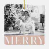Pastel Pink Merry & Family Photo | Happy Keramisch Ornament (Achterkant)