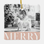 Pastel Pink Merry & Family Photo | Happy Keramisch Ornament (Voorkant)