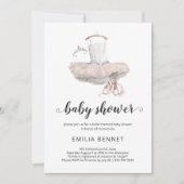 Pastel Pink Minimale Ballerina Ballet Baby shower Kaart (Voorkant)