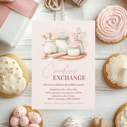  Pastel Pink & Mint Cookie Exchange Kaart