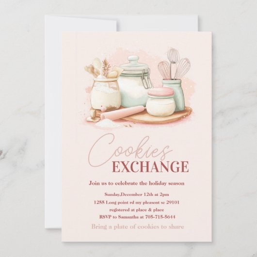 Pastel Pink & Mint Cookie Exchange Kaart (Voorkant)