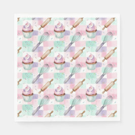 Pastel Pink & Mint Cupcake Baking Pattern Servet