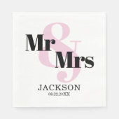 Pastel Pink Mr. & Mrs. Wedding Servet (Voorkant)