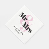 Pastel Pink Mr. & Mrs. Wedding Servet (Hoek)