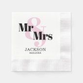 Pastel Pink Mr. & Mrs. Wedding Servet (Voorkant)