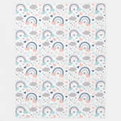 Pastel Pink Navy Blanket Elegant Boho Cozy Gift Fleece Deken (Voorkant)