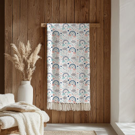 Pastel Pink Navy Blanket Elegant Boho Cozy Gift Fleece Deken