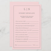 Pastel Pink Nursery Rhyme Quiz Baby shower Game (Voorkant / Achterkant)