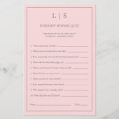 Pastel Pink Nursery Rhyme Quiz Baby shower Game (Voorkant)