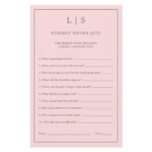 Pastel Pink Nursery Rhyme Quiz Baby shower Game