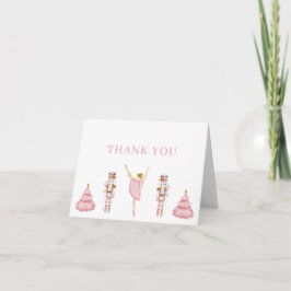 Pastel Pink Nutcracker Baby Shower Thank You Card Bedankkaart