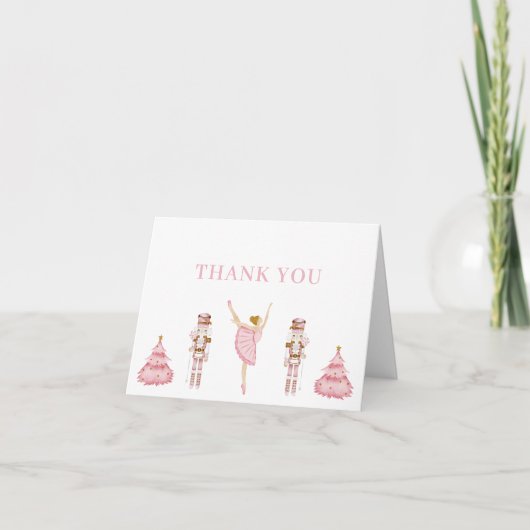 Pastel Pink Nutcracker Baby Shower Thank You Card Bedankkaart (Voorkant)