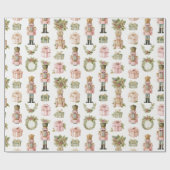 Pastel Pink Nutcracker Christmas Wrapping Paper Cadeaupapier (Vlak)