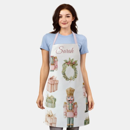 Pastel Pink Nutcracker Custom Christmas Apron Schort (Gedragen)