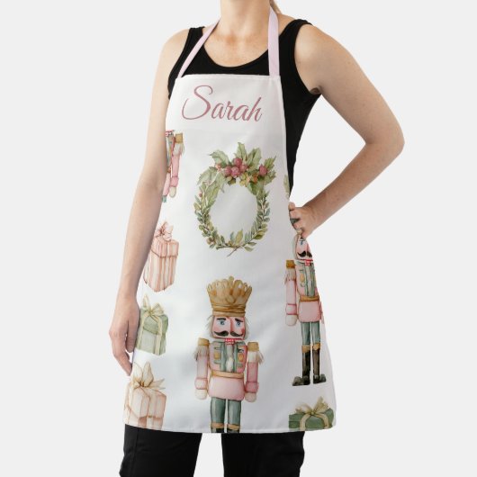 Pastel Pink Nutcracker Custom Christmas Apron Schort (Insitu)