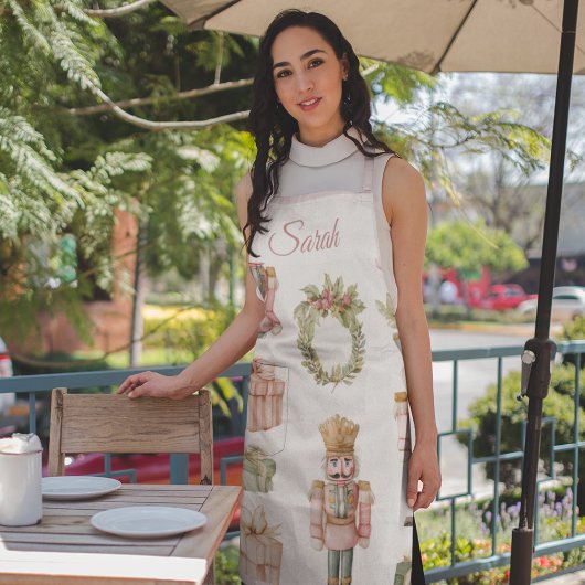 Pastel Pink Nutcracker Custom Christmas Apron Schort