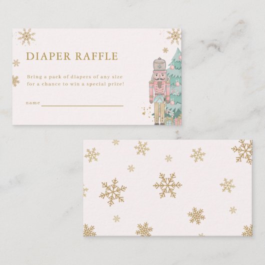 Pastel Pink Nutcracker Diaper Raffle Card Baby Informatiekaartje (Voorkant / Achterkant)