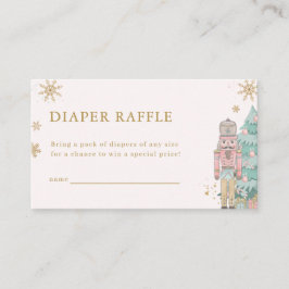 Pastel Pink Nutcracker Diaper Raffle Card Baby Informatiekaartje