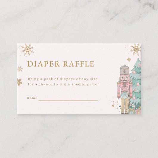 Pastel Pink Nutcracker Diaper Raffle Card Baby Informatiekaartje (Voorkant)