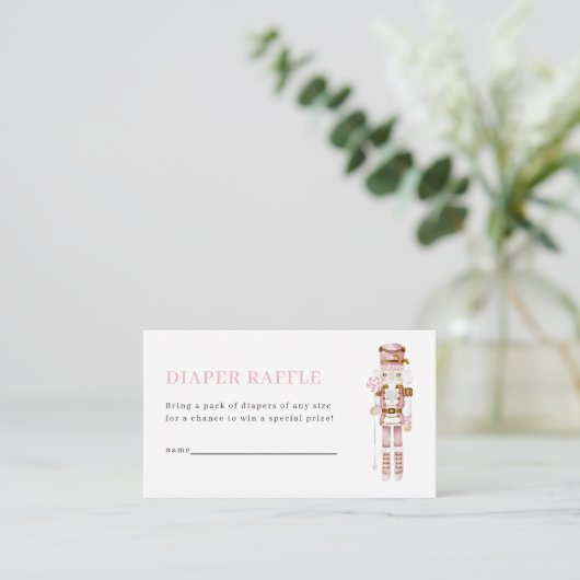 Pastel Pink Nutcracker Diaper Raffle Card Informatiekaartje (Staand voorkant)