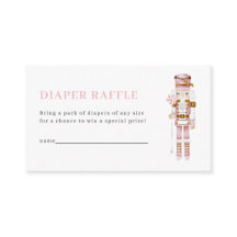 Pastel Pink Nutcracker Diaper Raffle Card