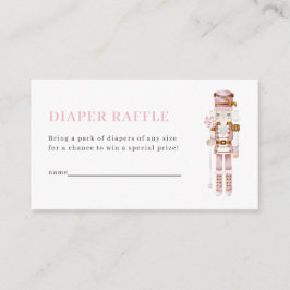 Pastel Pink Nutcracker Diaper Raffle Card Informatiekaartje