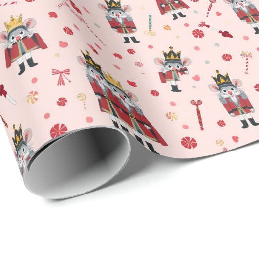 Pastel Pink Nutcracker's Mouse King Cadeaupapier (Rol Hoek)