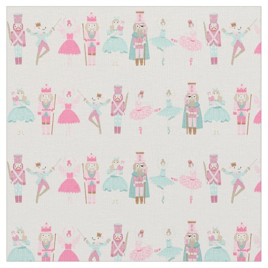 Pastel Pink Nutkraker Ballet Kerstmis Stof (Close Up)