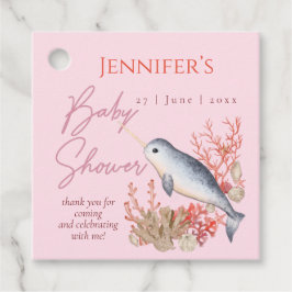Pastel Pink oceaan Narwhal-Baby shower Bedankjes Labels