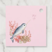 Pastel Pink oceaan Narwhal-Baby shower Bedankjes Labels (Achterkant)