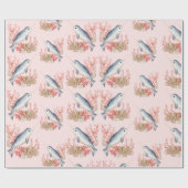 Pastel Pink Ocean baby Narwhal kleurrijke zeeschel Cadeaupapier (Vlak)