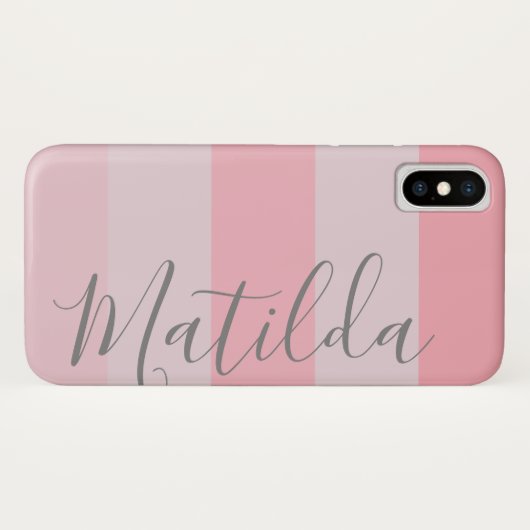 Pastel Pink Ombre Stripe Persoonlijke benaming Case-Mate iPhone Case (Achterkant (horizontaal))
